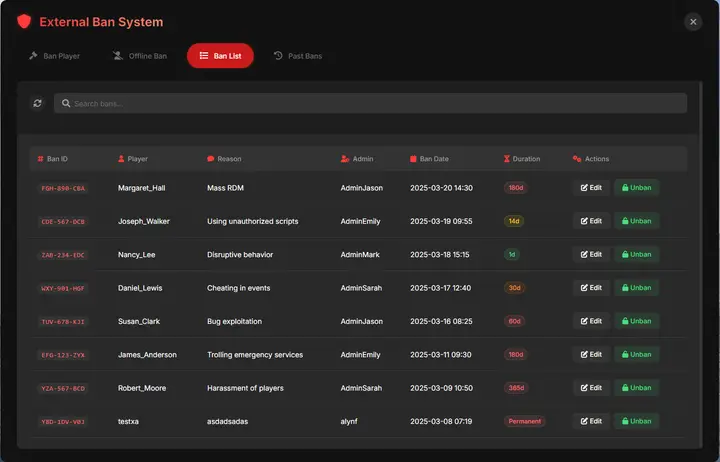 Preview of [ESX/QB/STANDALONE] Advanced Ban System