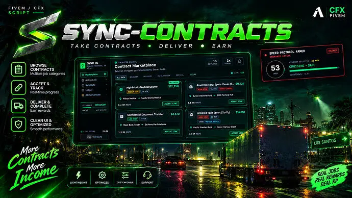 Preview of [FREE] [ESCROW] SYNC Contracts — Next-Gen Dynamic Operations Network [QBCore | Qbox | ESX]