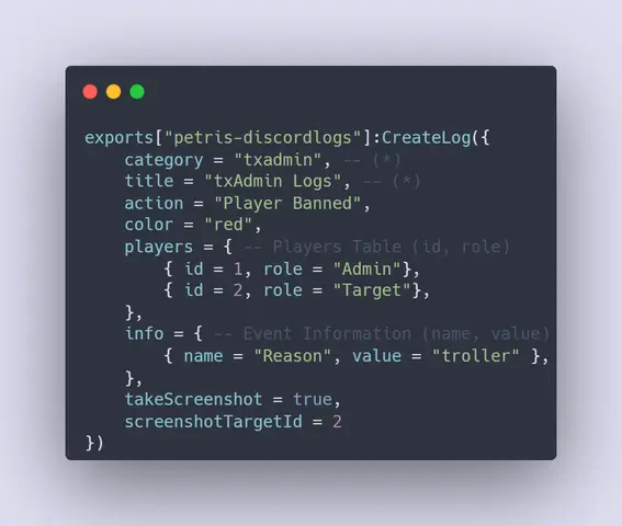 Preview of 📝 [FREE] Discord Logs System (Easy Export, Screenshot, Multiplayer, Details etc.)
