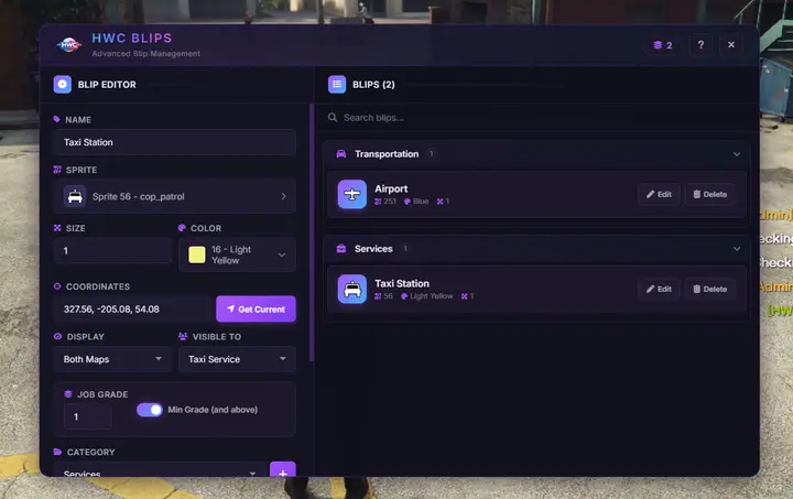 Preview of 📣 HWC Blip Creator V2 [FREE][Qb][ESX]