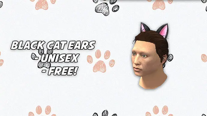 Preview of Black Cat Ears - Addon Clothing