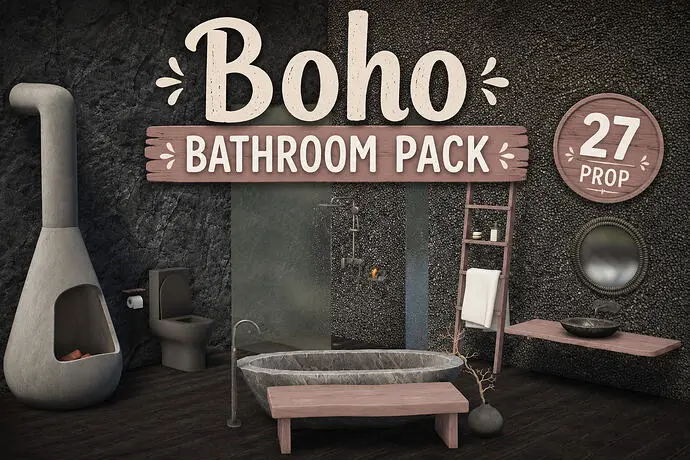 Preview of [FREE] Boho Bathroom Prop Pack The Texture!
