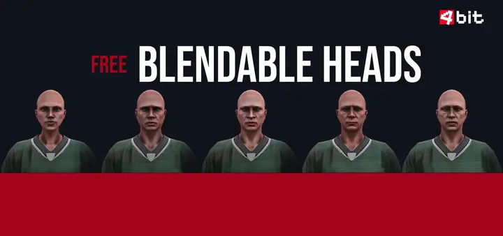 Preview of 4bit Add-On Heads Pack (5 Freemode Ped Blendable Faces)