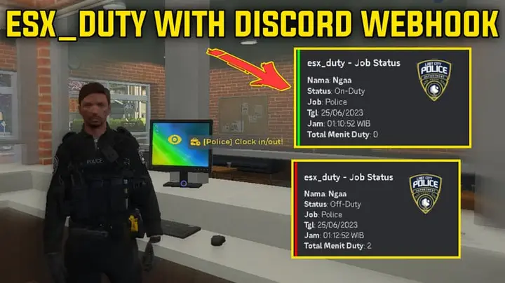 Preview of Esx duty with discord webhook & time duty in server