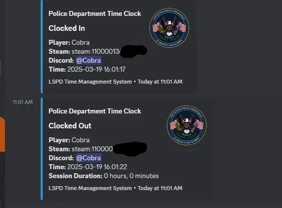 Preview of FiveM-Discord-Hour-Logger