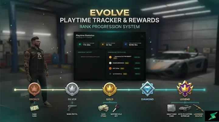 Preview of [RELEASE] Evolve Playtime Tracker & Rewards System | Advanced UI, Leaderboards & Highly Configurable