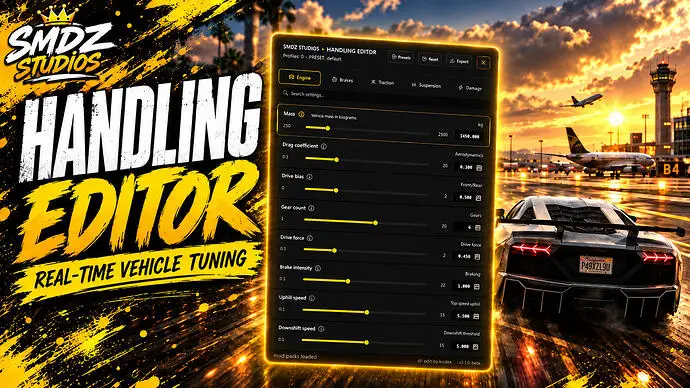 Preview of [FREE] SMDZ Handling Editor — Visual Vehicle Tuning & handling.meta Export