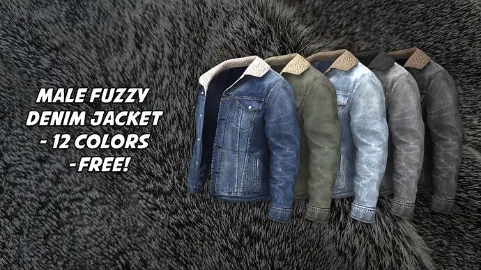 Preview of Male Fuzzy Denim Jacket - Addon Clothing