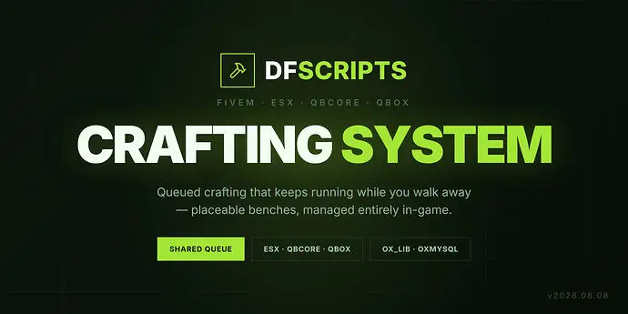Preview of [FREE] DF Crafting - Dynamic In-Game Crafting System with Persistent Queue (ESX/QB/Qbox/Standalone)