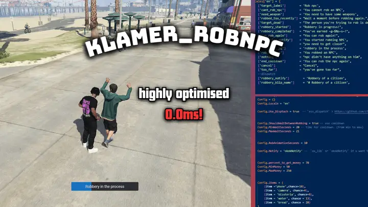 Preview of [FREE] [ESX] klamer_robnpc | Good script for robbery NPC
