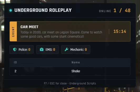 Preview of [ESX/QB/QBox] UG-Scoreboard