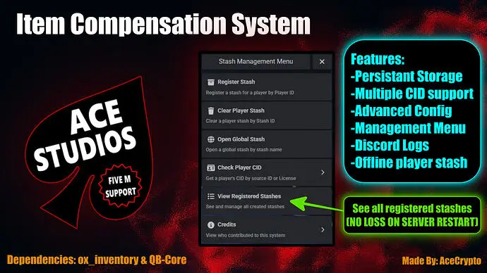 Preview of Free FiveM Compensation Stashes | Offline Rewards, Discord Logs & More
