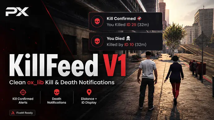 Preview of [FREE] Kill Feed V1 - Customizable Kill Feed & Death Feed + Show Distance & ID 