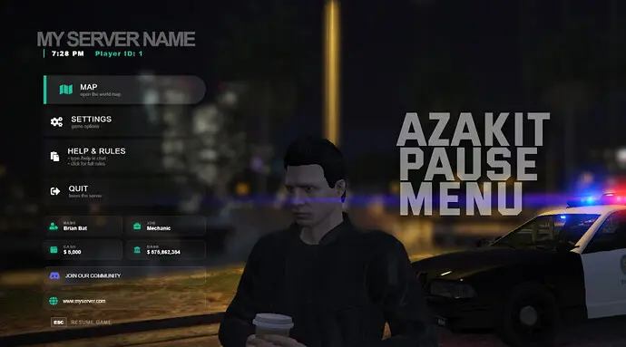 Preview of [FREE][ESX/QBCore] Pause Menu | Glassmorphism UI & Immersive Animations