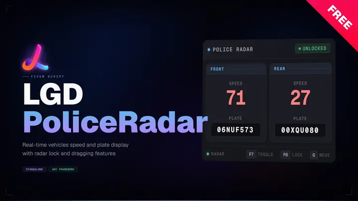 Preview of [FREE] LGD PoliceRadar — Police Radar HUD | All Frameworks | Auto-Lock | KMH & MPH
