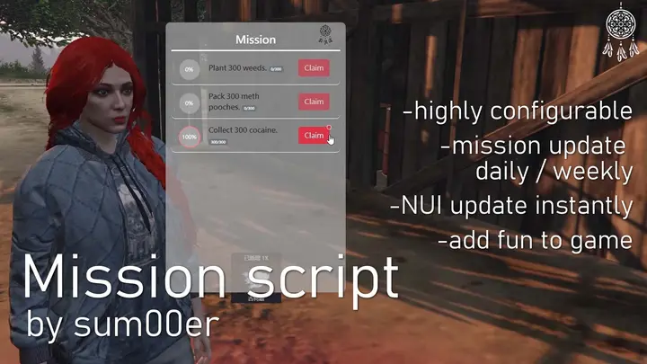 Preview of [ESX] [Free] Mission script | NUI | Claim awards | Mission updated daily/weekly