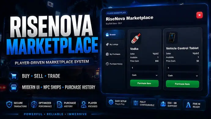 Preview of RiseNova Marketplace